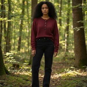 Stars Above maroon red Henley sweater